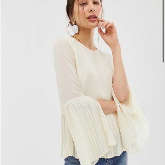 ASOS Tops - ASOS Bell Sleeve Pleated Blouse